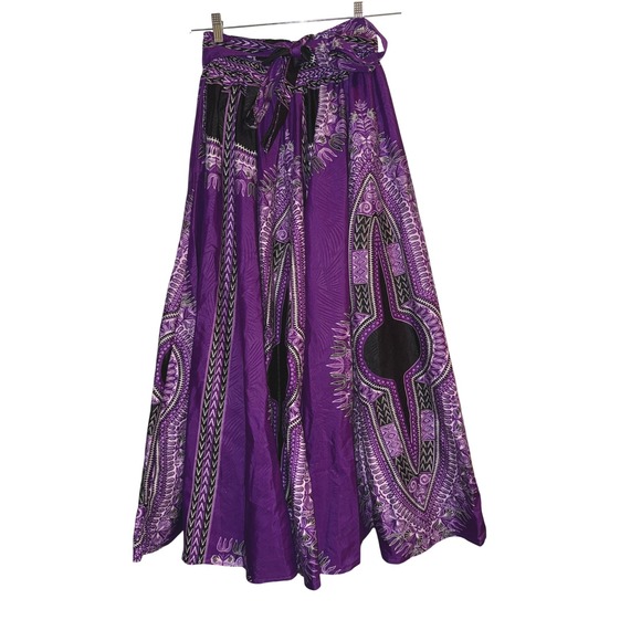 Boho Maxi Skirt Purple Black White Print Hippie Festival One Size Laddi - Picture 1 of 9